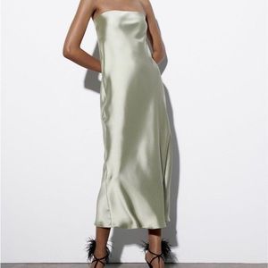Zara Green Strapless Dress